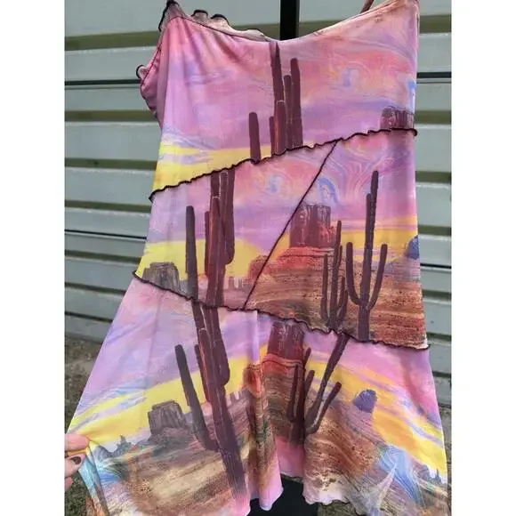 Urban Outfitters Women's Size S Desert Cactus Pink Sundress - Picture 3 of 9